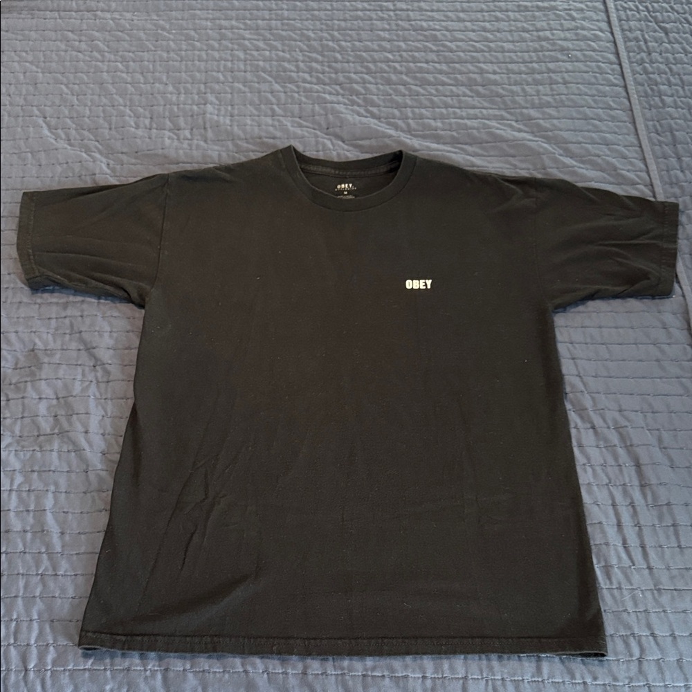 Obey Men's Black Tee with White Logo